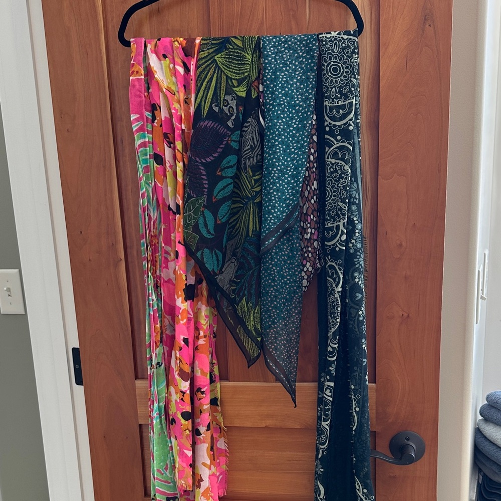 5 beautiful Colorful Patterned Scarves Set GREAT DEAL!